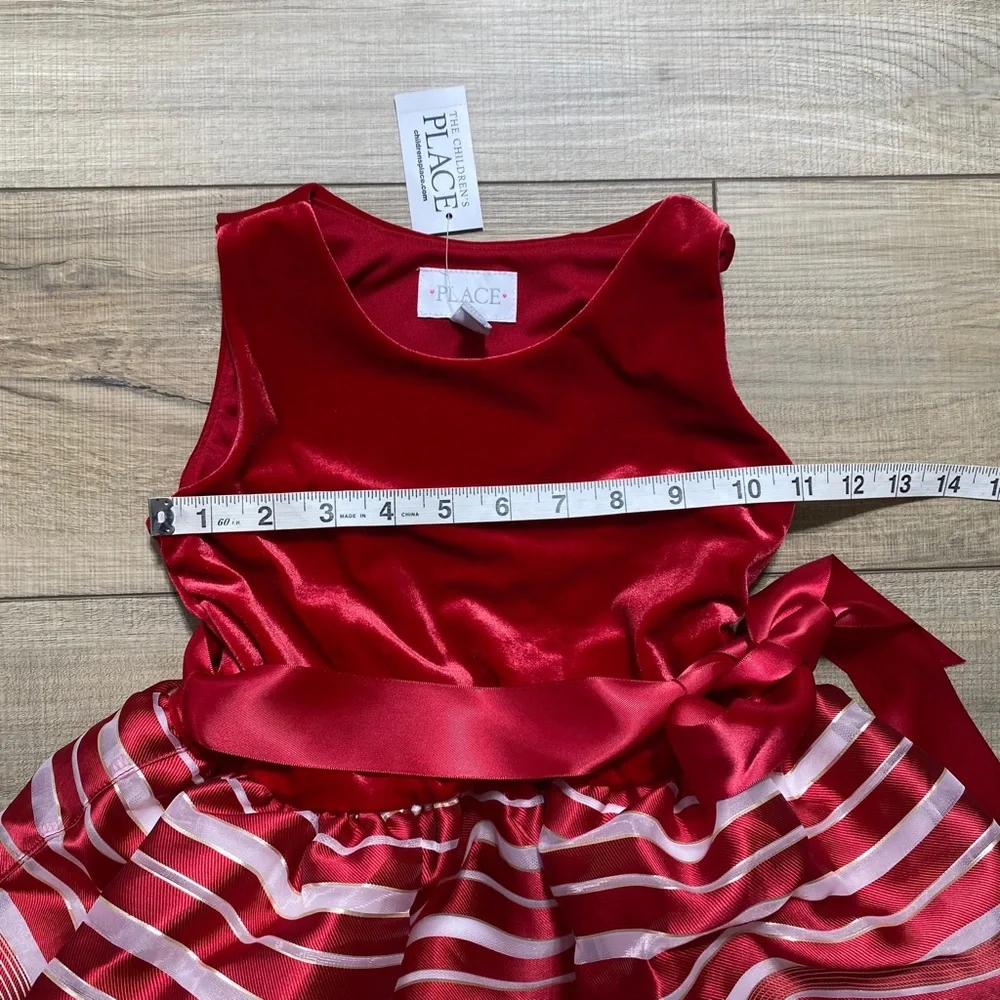The Childrens Place Girls‎ Sleeveless Striped Holiday Dress Size Small 5/6 Red